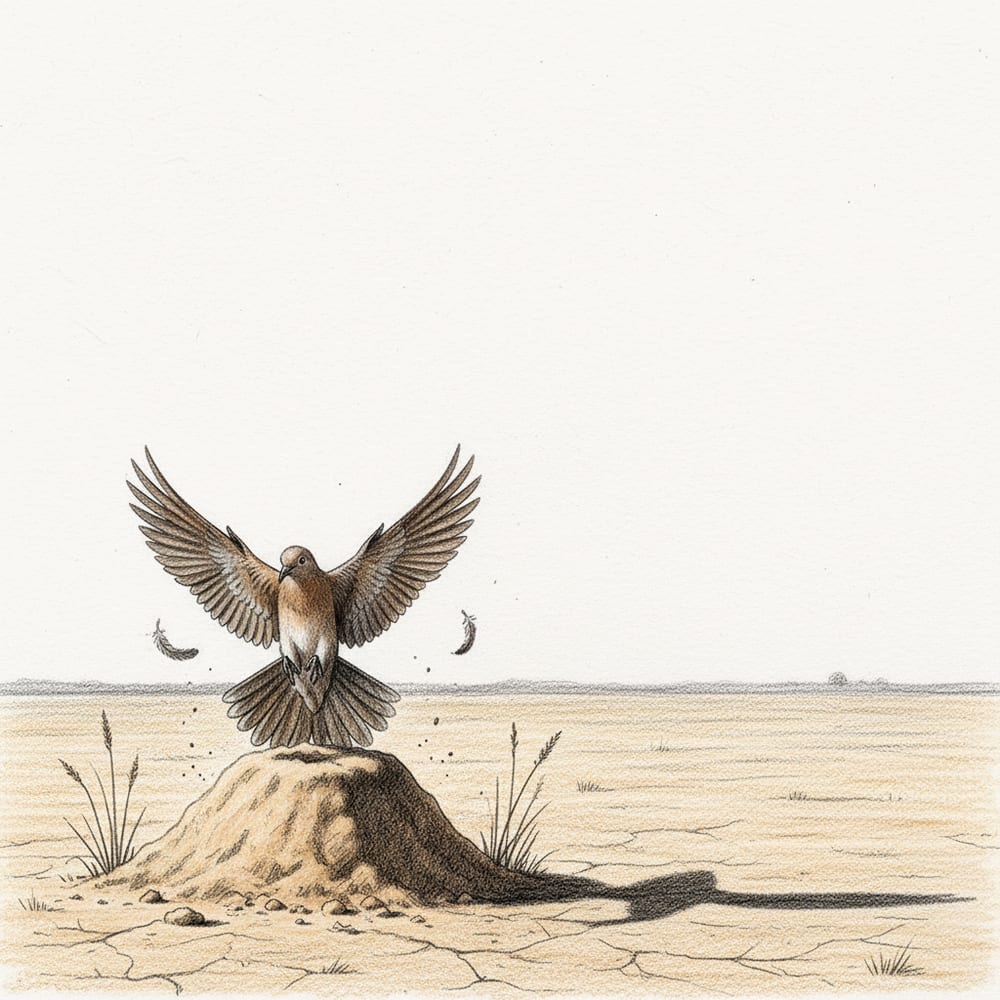 Illustration for: A bird that flies off the earth and lands on an anthill is still on the ground.