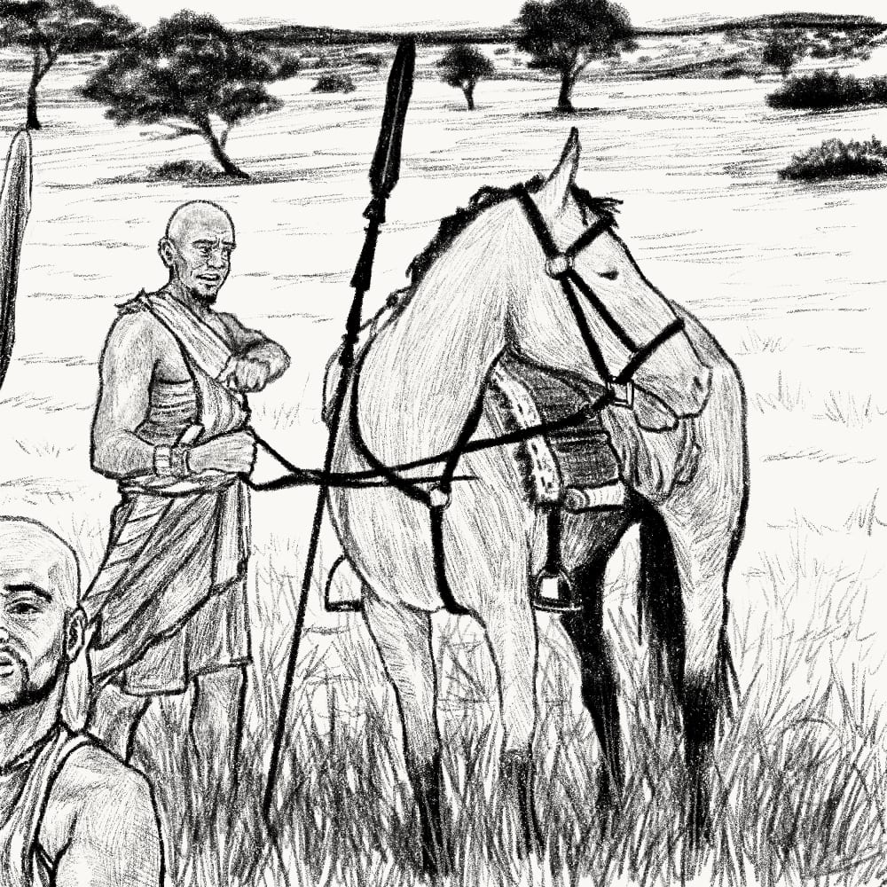 Illustration for: The horse may carry the warrior to the battlefield, but it will never fight the battle.
